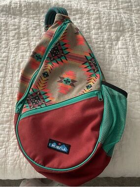 Kavu Maroon & Teal Aztec Sling Bag
